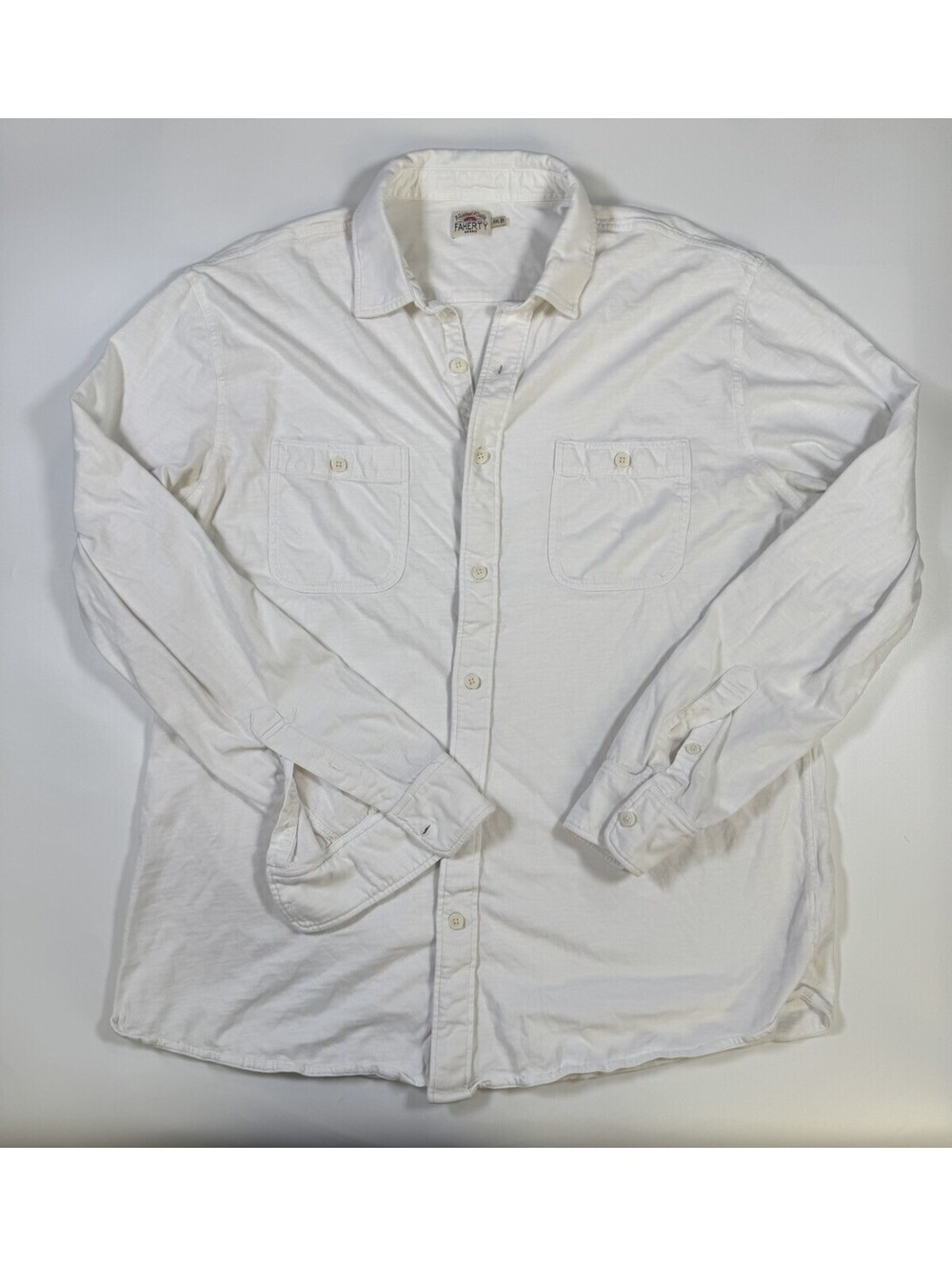 Faherty Brand Organic Cotton Knit Button Down Shirt Men’s XXL White Workwear